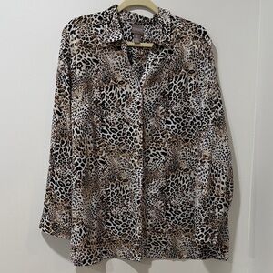 Chico's Leopard Print Button Down Shirt - Black, Brown, White, Chico’s size 3